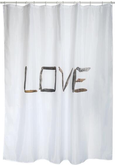 MSV sprchový závěs LOVE, motiv nápis, bílý, 180 x 200 cm, polyester