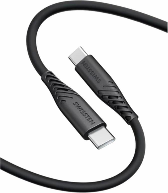 DATOVÝ KABEL SWISSTEN SOFT SILICONE USB-C / USB-C 0,4 M ČERNÝ