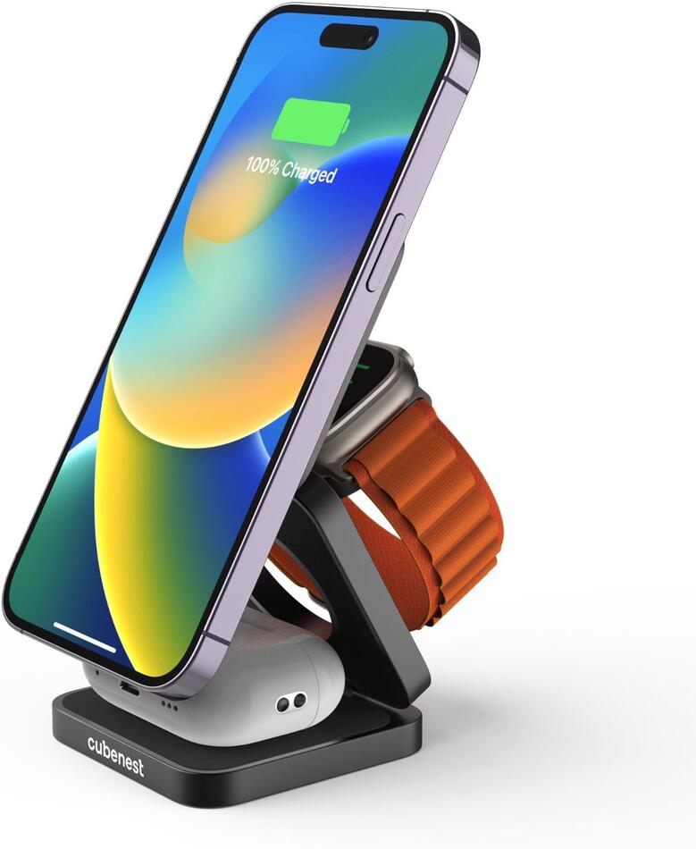 Cubenest 3in1 Magnetic Wireless charger S312 Fold Pro Black