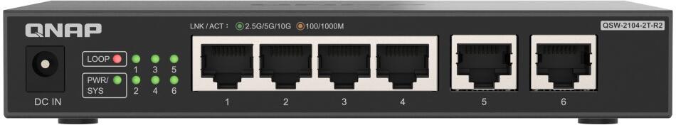 QNAP switch QSW-2104-2T-R2 (4x 2,5GbE RJ45 a 2x 10GbE RJ45)