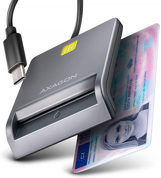 Čtečka karet Axagon CRE-SM3TC, USB-C FlatReader Smart card (eObčanka)
