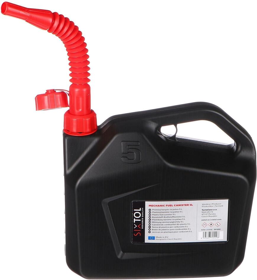 Kanystr plastový MECHANIC FUEL CANISTER 5L, černý SIXTOL