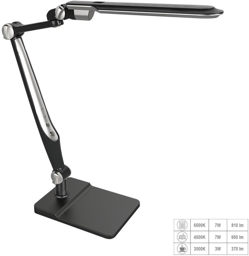 MENTOR stolní lampa LED 9W 192-489lm 3000-6500K, černá Prezent