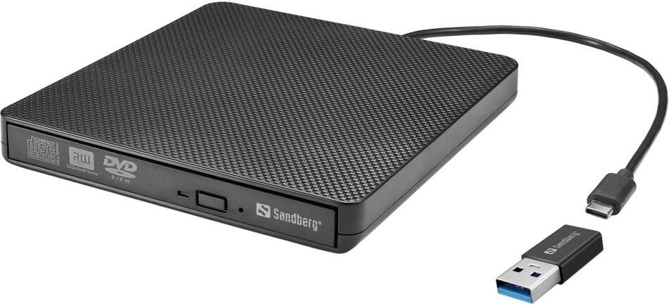 Sandberg USB-C/A DVD Drive, externí mechanika, černá (136-62)