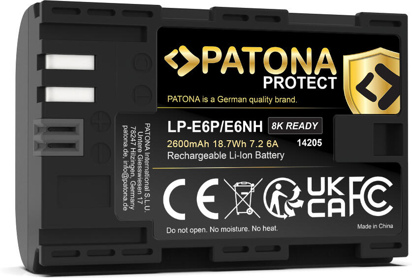 Aku Canon LP-E6P/LP-E6NH 2600mAh 6A Li-Ion Protect EOS R5 Mark II 8K