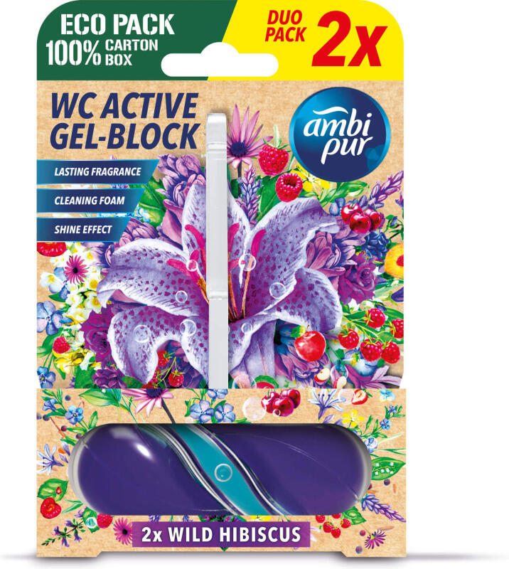 Ambipur WC Active gel-blok divoký ibišek 2 x 45 g