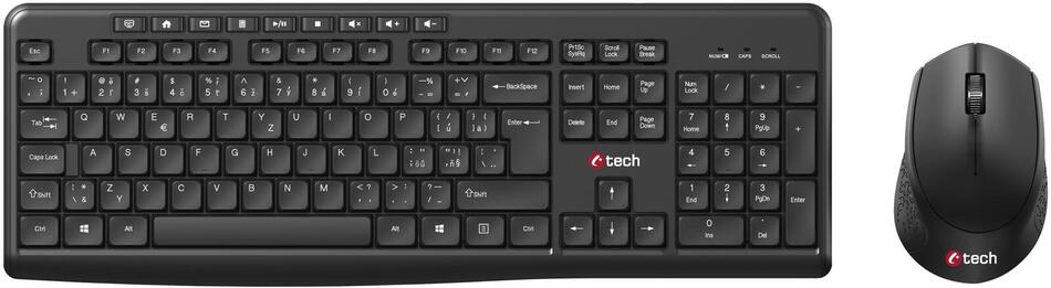 Klávesnice C-TECH WLKMC-04, bezdrátový combo set s myší