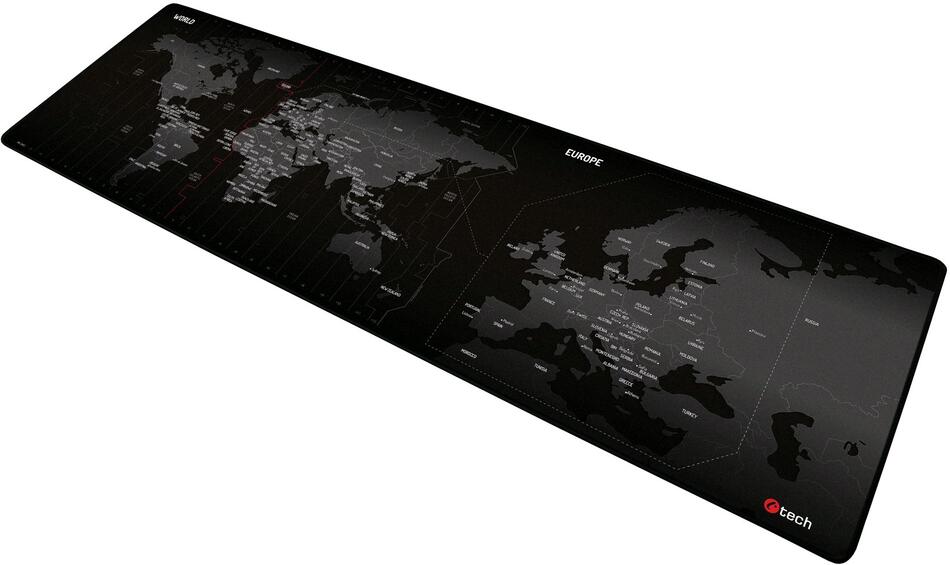 Podložka pod myš C-TECH MP-01W (World), 900x270x4mm, obšité okraje