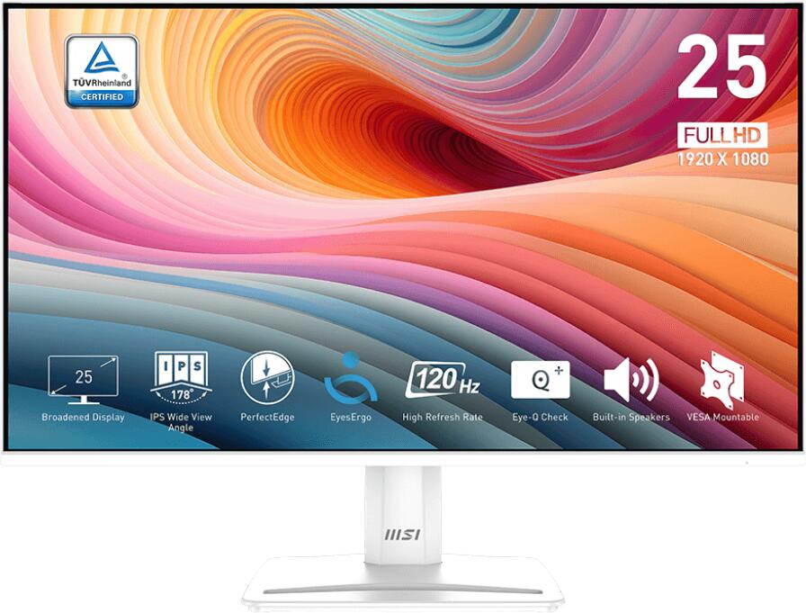 MSI Pro/MP251W E2 / 24,5" / IPS / FHD / 120Hz / 1ms / Bílá / 2R (PRO MP251W E2)