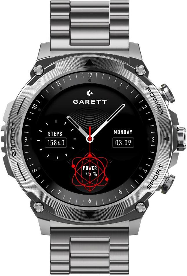 Chytré hodinky GARETT Atom, stříbrný