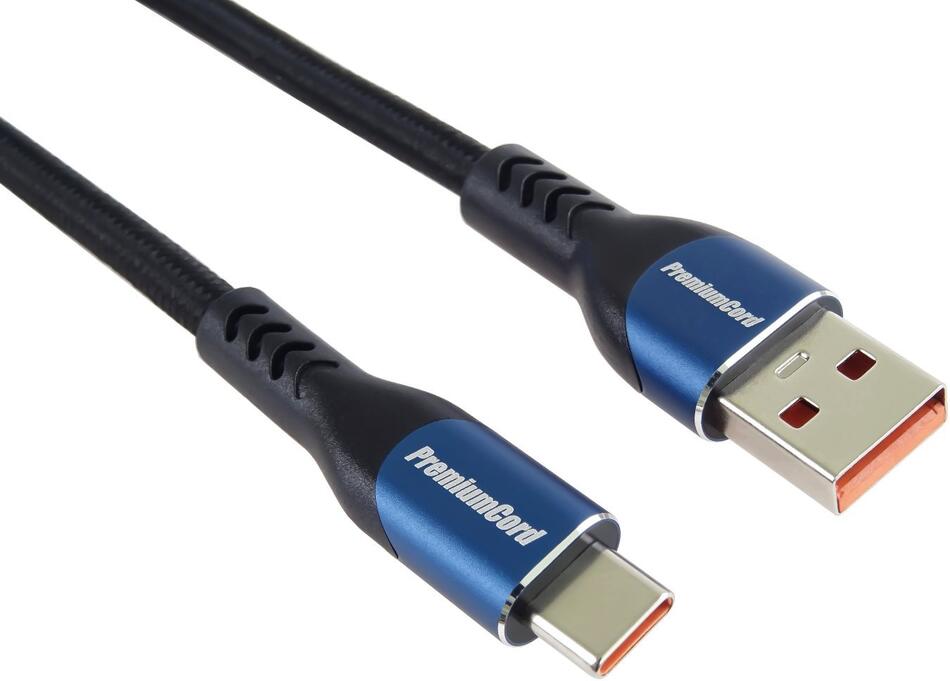 Kabel USB-C - USB 2.0 M/M, 5A, bavlněný oplet 1 m