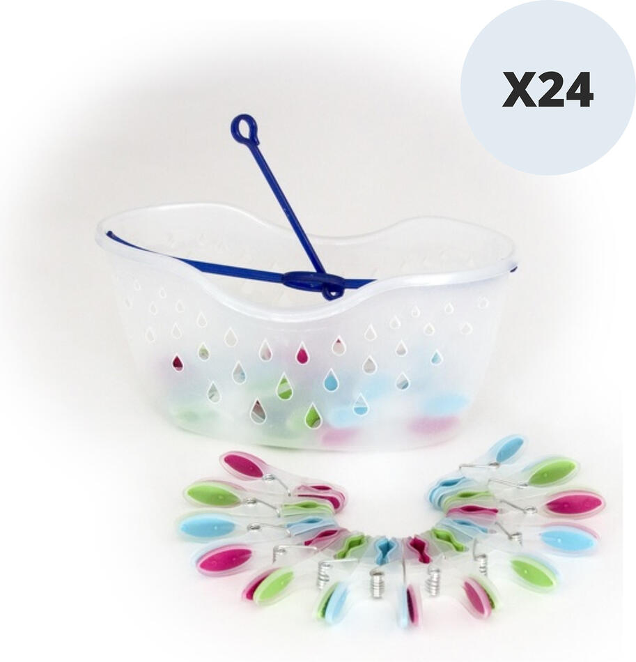 MSV košík s 24 ks kolíčků ANTI-UV, plast, 8,3 cm
