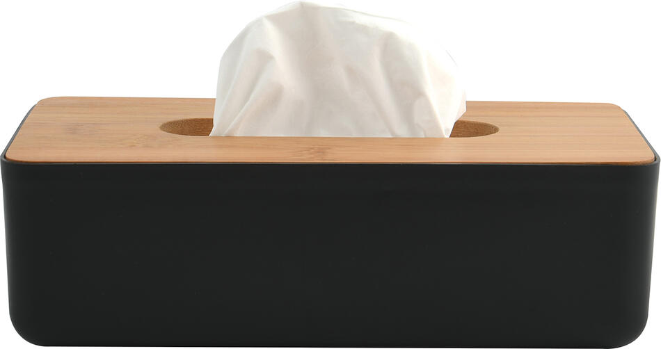 MSV box na kapesníky KAMLA, matně černý, plast, bambus
