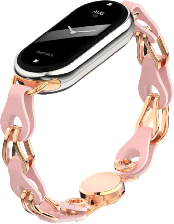 Xiaomi Smart Band 8/9/10 Strap kov/kůže Růžový