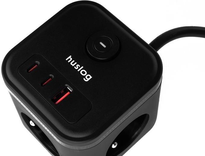 Nabíjecí stanice Huslog 20W 3xzásuvka, 2xUSB-C, 1xUSB černá