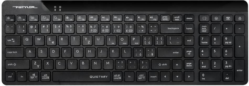 A4tech FStyler FBK23 AS, bezdrátová Dual mode Bluetooth+2,4G klávesnice, CZ, černá (FBK23AS-BK)