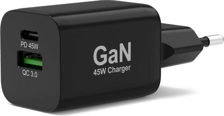 Nabíječka do sítě PORT DESIGNS GaN USB-C/USB-A 45W Black