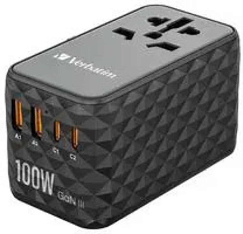 Cestovní adaptér Verbatim GaN III 2xUSB-C 100W/2xUSB-A