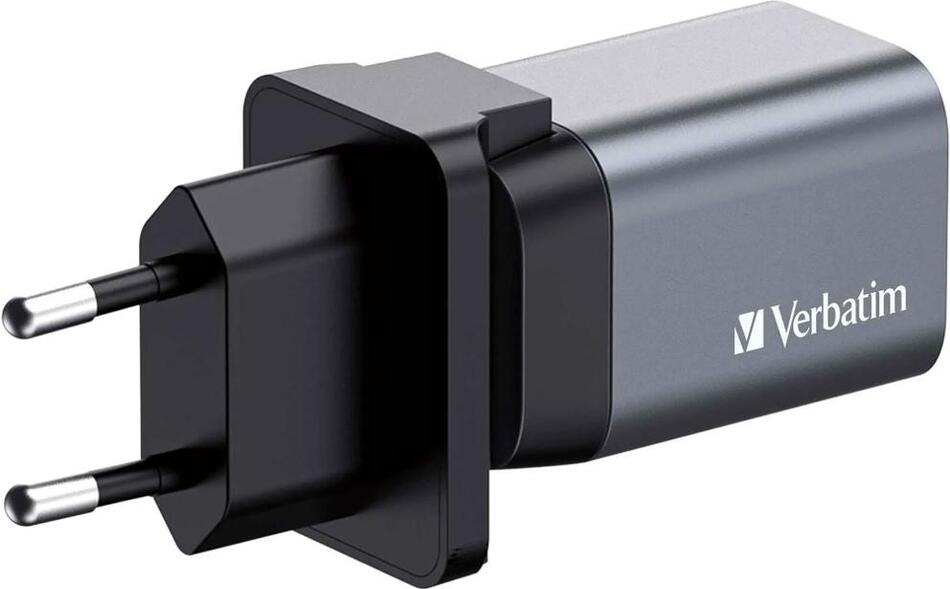 Cestovní adaptér Verbatim GaN USB-C 35W/USB-A 3.0 Silver
