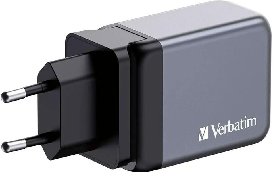 Cestovní adaptér Verbatim GaN 2xUSB-C 65W/USB-A 3.0 Grey