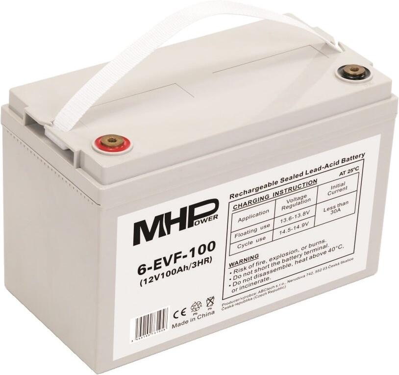 Baterie MHPower 6-EVF-100 Trakční gelová, 12V/100Ah, Terminál T3 - M8, Deep Cycle