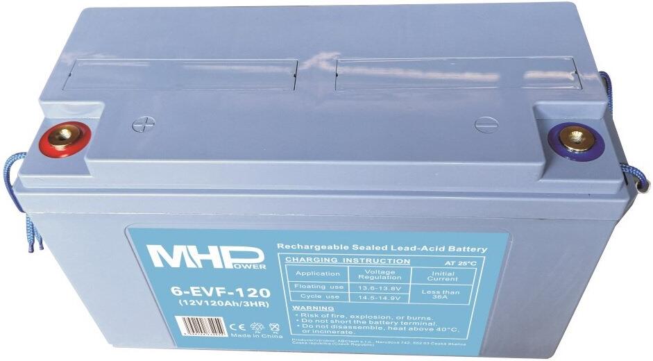 Baterie MHPower 6-EVF-120 Trakční gelová, 12V/120Ah, Terminál T2 - M8, Deep Cycle