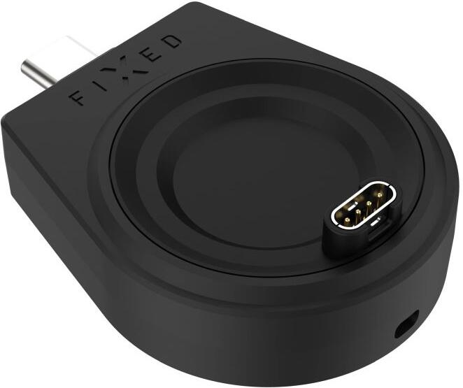 Nabíjecí USB-C adaptér FIXED pro smartwatch Garmin Fenix 5/6/7/7X/8, Epix, Venu 2/3/3S, Vívoactive 3/4/5, černý