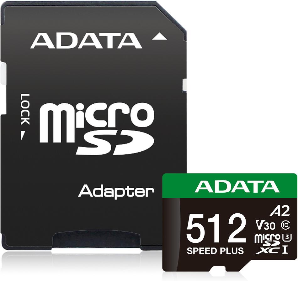 ADATA Speed Plus/Micro SD/512GB/UHS-I U3 / Class 10/+ Adaptér (UD512GUI3V30A2SP-RA1)