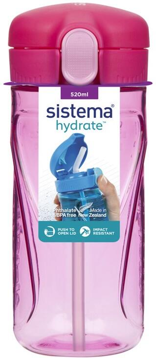 Sistema Láhev s brčkem Hydrate Quick Flip Top 520 ml, růžová