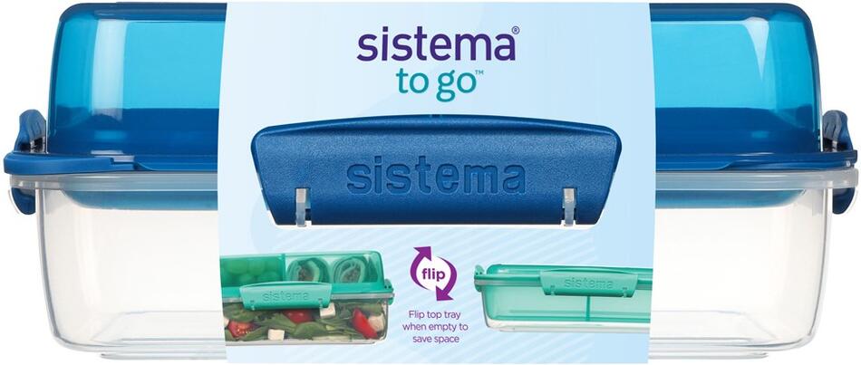Sistema Dělený svačinový box To Go LunchStack Rectangle 1,8 l, modrá
