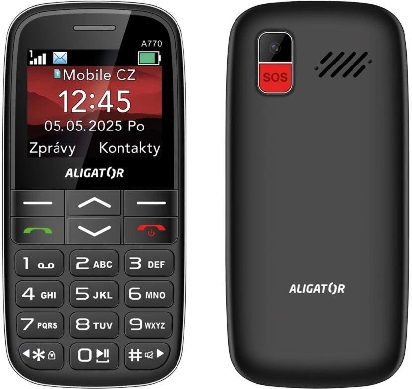 Mobilní telefon Aligator A770 Senior + stolní nabíječka, černý