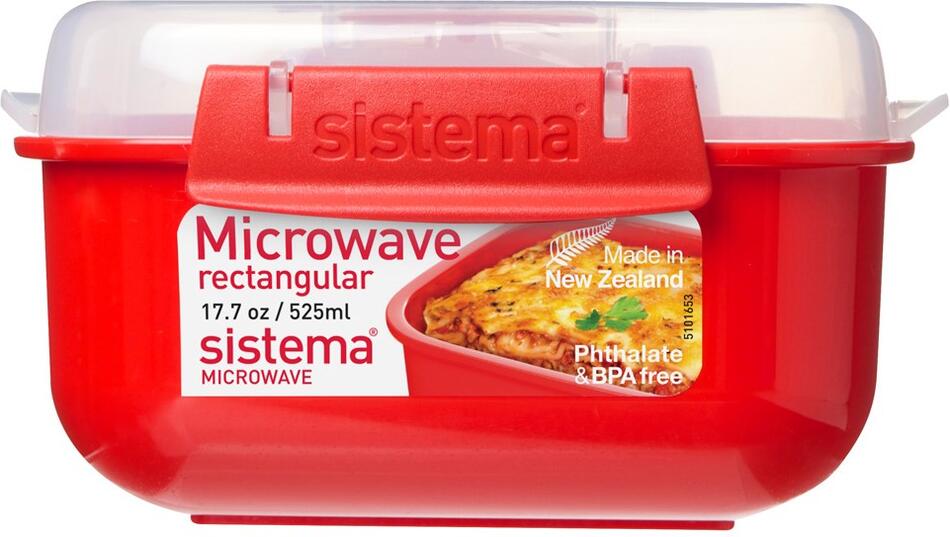 Sistema Box na ohřev jídla Microwave rectangular 525 ml, červená