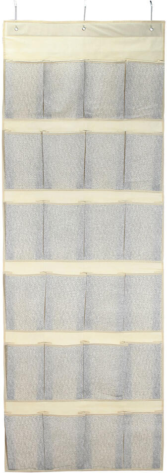MSV textilní nástěnný organizér, šedý, plast, 24 kapes, 61 x 172 cm