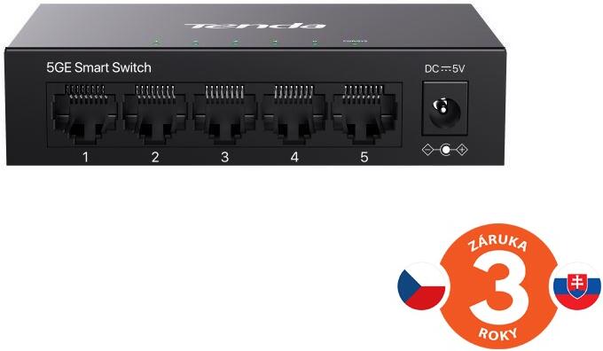 Tenda TEG2205D Websmart L2 cloud managed switch, 5x 10/100/1000 Mbps, Kov, Fanless - bez ventilátorů (75012017)