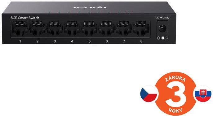 Tenda TEG2208D Websmart L2 cloud managed switch, 8x 10/100/1000 Mbps, Kov, Fanless - bez ventilátorů (75012018)
