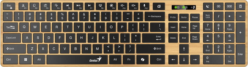 GENIUS Slimstar 7250BT/ bezdrátová 2,4GHz + BT5.0/ Copilot/ USB/ barva borovice + černá/ CZ+SK layout (31320004403)