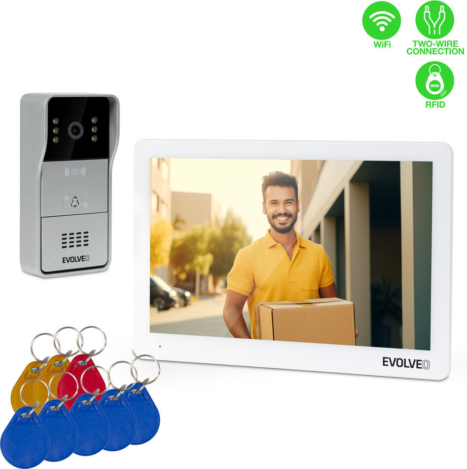 EVOLVEO DoorPhone 10-2W - 2 drátový videotelefon s aplikací 32GB pamětí (DP-10-2-W)