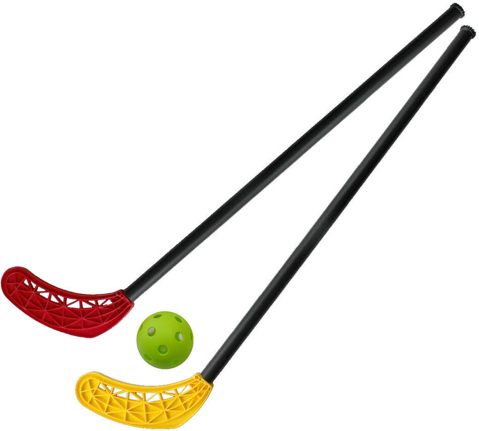 Floorbalová sada KUBIsport, 2x hůl plastová 95 cm + míček