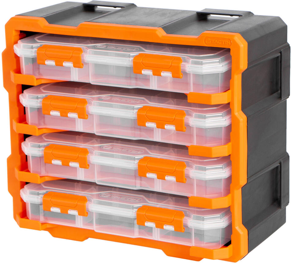 Plastový organizér, 4 uzavíratelné boxy - TC320670 Tactix