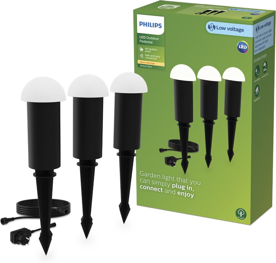 GardenLink Edwina venkovní stojací LED lampa LED 4,5 W, 2700K, 24V, černá Philips