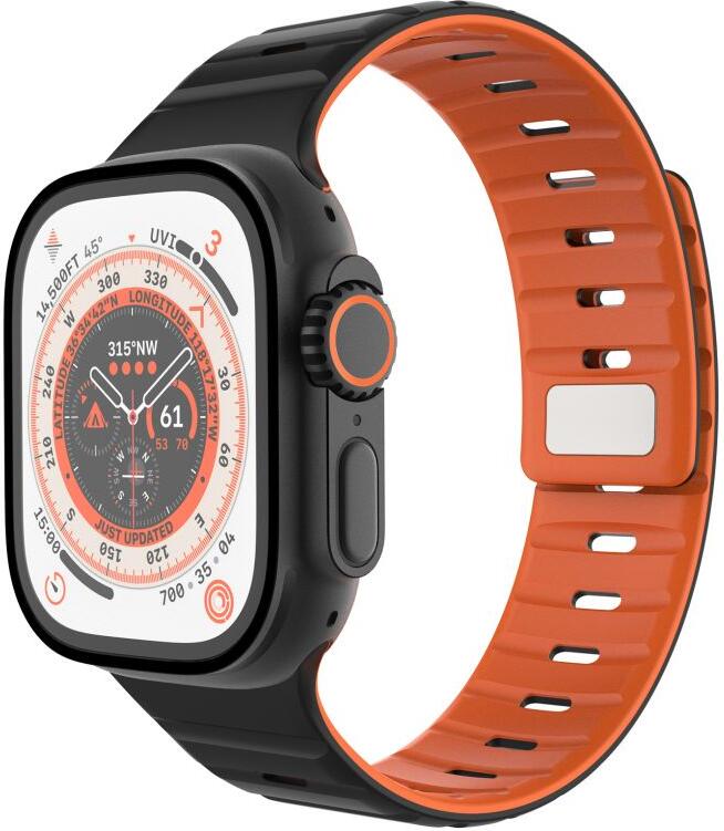 Magnetický řemínek FIXED Silicone Magnetic Strap pro Apple Watch 44/45/46/49mm, černý