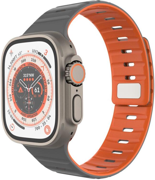Magnetický řemínek FIXED Silicone Magnetic Strap pro Apple Watch 44/45/46/49mm, světle šedý