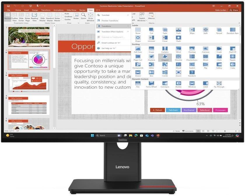 Lenovo LCD T27Q-40 27" IPS WLED / 1920x1080 / 6ms / 300nits / 1xHDMI / DP / VGA / 4xUSB / Pivot / Černá (64A5MAT6EU)