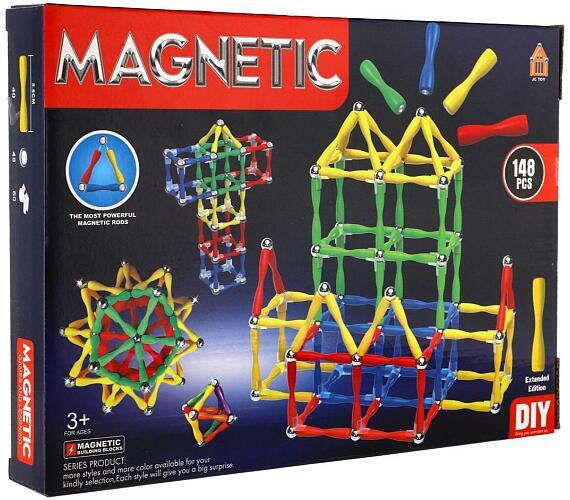 Teddies Magnetická stavebnice 148ks plast/kov v krabici 30x22x4cm