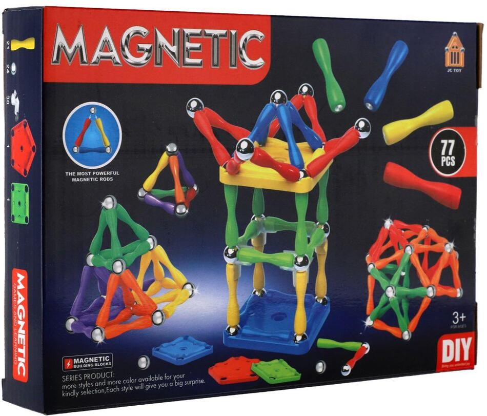 Teddies Magnetická stavebnice 77ks plast/kov v krabici 24,5x18x4cm