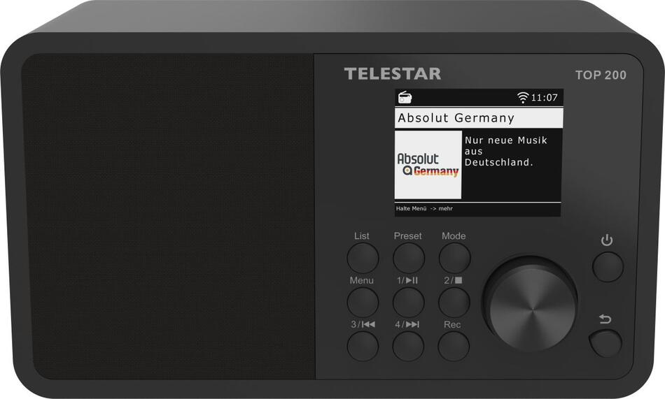 Telestar TOP200 internetové/DAB+/FM rádio, Bluetooth, USB nahrávání, Wi-Fi, CZ OSD menu, černá (5700200)