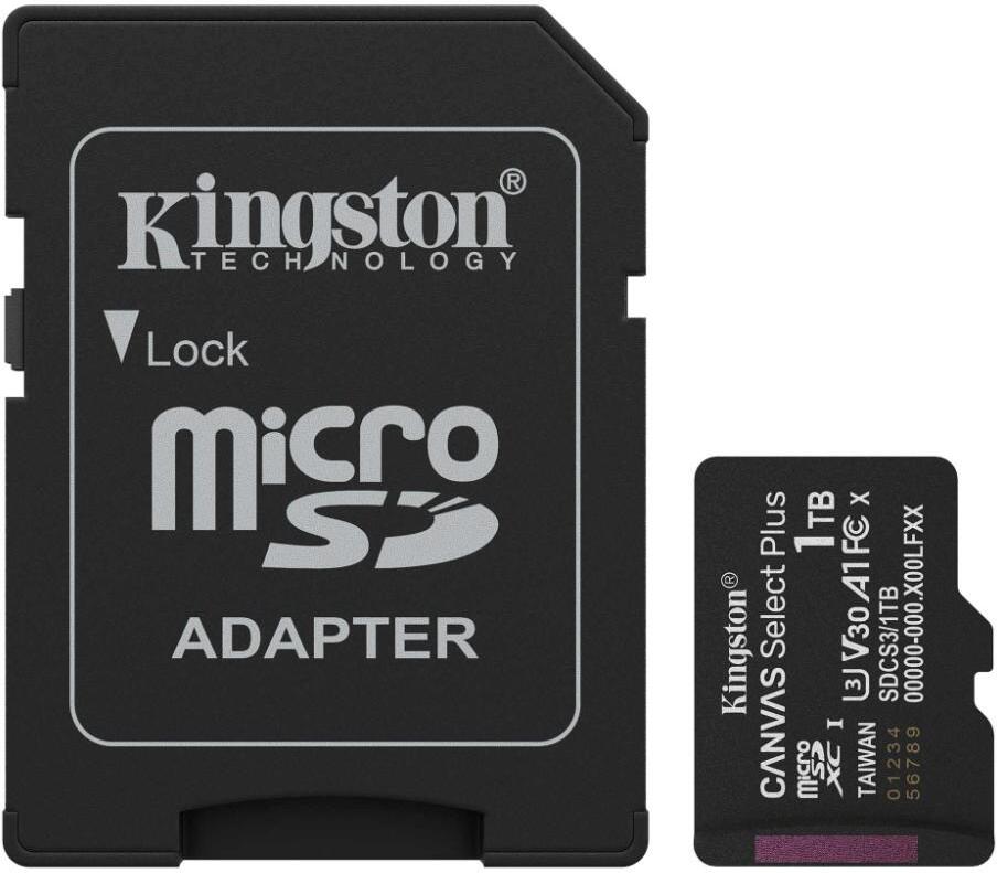Kingston MicroSDXC karta 1TB Canvas Select Plus, U3, V30, A1, SD Adaptér (SDCS3/1TB)