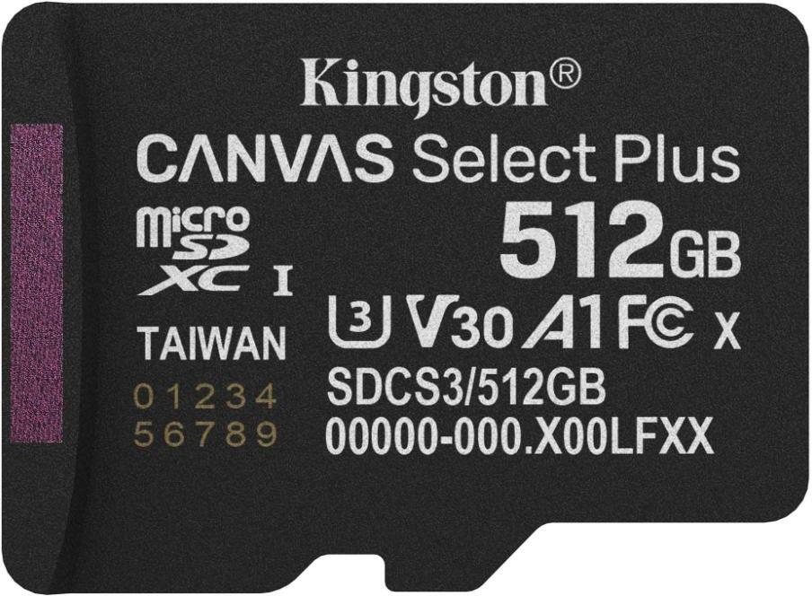Kingston MicroSDXC karta 512GB Canvas Select Plus, U3, V30, A1 (SDCS3/512GBSP)