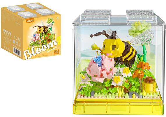Stavebnice mini KOCO Včelka plast 668ks v krabičce 11x12x11cm