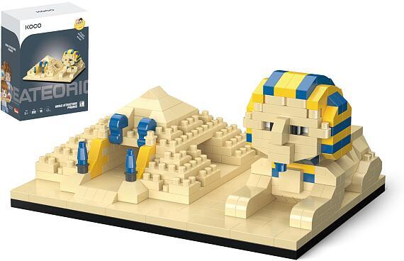Stavebnice mini KOCO Pyramida a sfinga plast 410 ks v krabičce 13x16,5x7cm